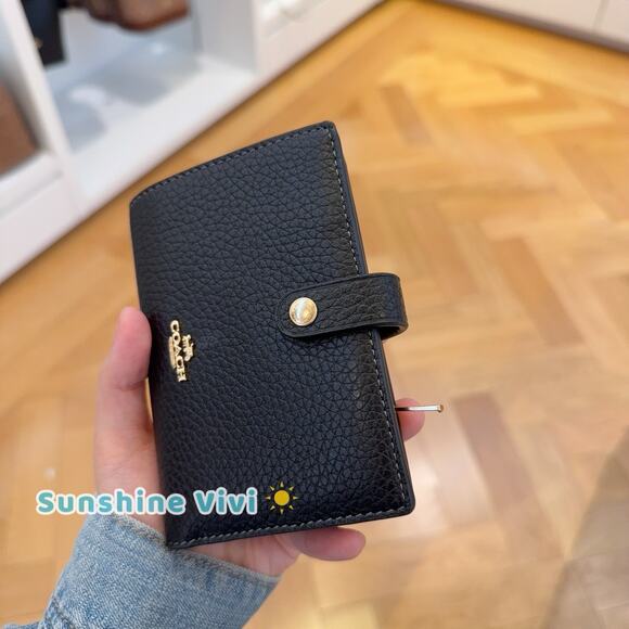 NWT Coach 2-in-1 Wallet Soft pebble Leather CCL70 Gold/Black - Picture 2 of 11